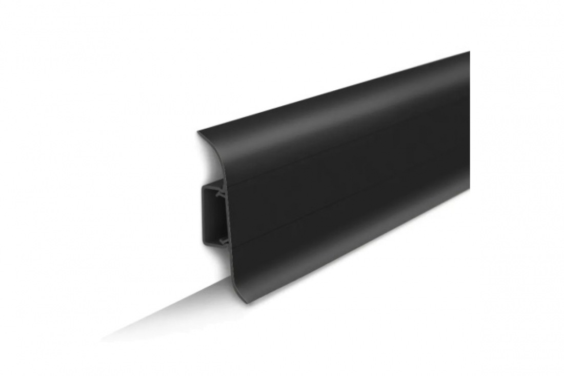 Напольный пластиковый плинтус пвх Идеал Классик c55 007 черный (ideal Classic 55х22х2200 мм)